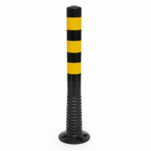 POTEAU "  FLEXI " h= 750 MM NOIR   (Bande jaune RF) Ø 80 mm,